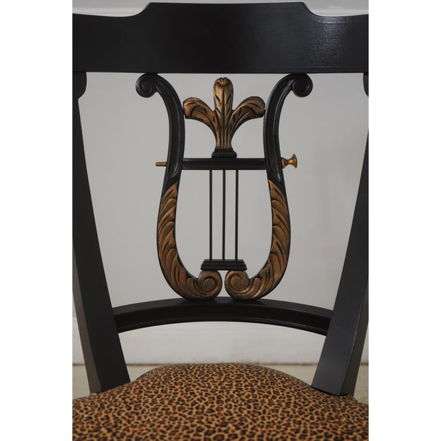 Wood Pair Lyre Back Black Finish Occasional Chairs For Sale - Image 7 of 18
