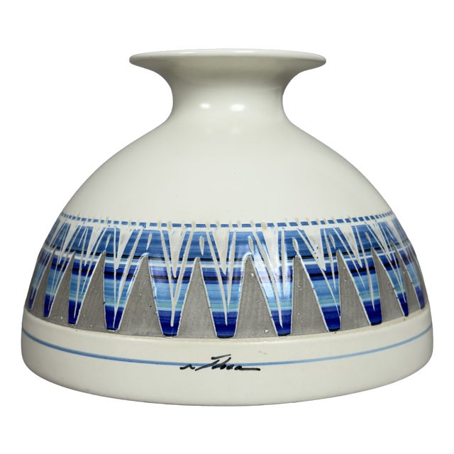 Artistic Ceramic Vase in Geometric Design For Sale