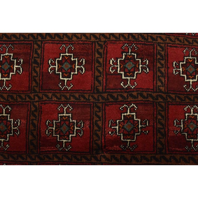 Textile Baloch Rug 3’5” X 6’3” Red Wool Vintage Tribal Hand-Knotted Oriental Carpet For Sale - Image 7 of 12