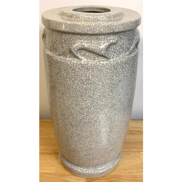 Gray Mid 20th Century French Modern Crackle Glaze Jaguar Motif Vase For Sale - Image 8 of 11