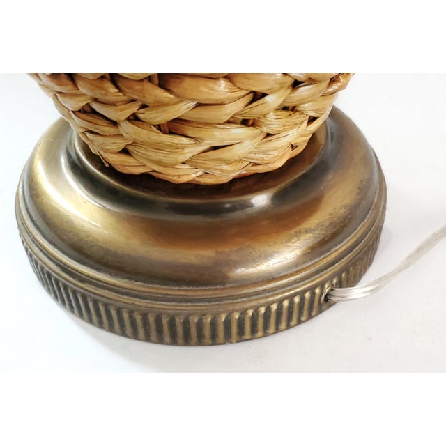 Lamp Seagrass Wicker Rattan & Shade For Sale - Image 10 of 11