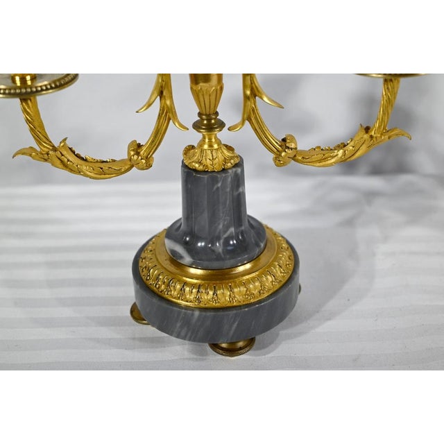 Mid 19th Century Bronze and Marble Candleholders, Set of 2 For Sale - Image 12 of 18