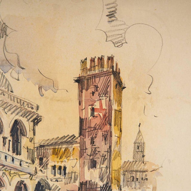 Lutes, Panoramic View, Watercolor For Sale - Image 3 of 5