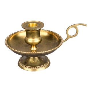 Antique Brass Pedestal Candlestick Holder For Sale