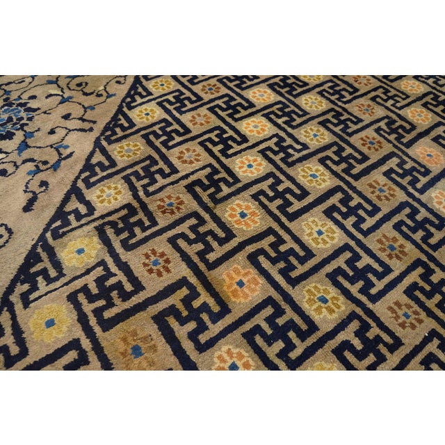 1900 - 1909 1900s Camel Classic Swastika Medallion Antique Chinese Peking Hand-Knotted Rug For Sale - Image 5 of 11