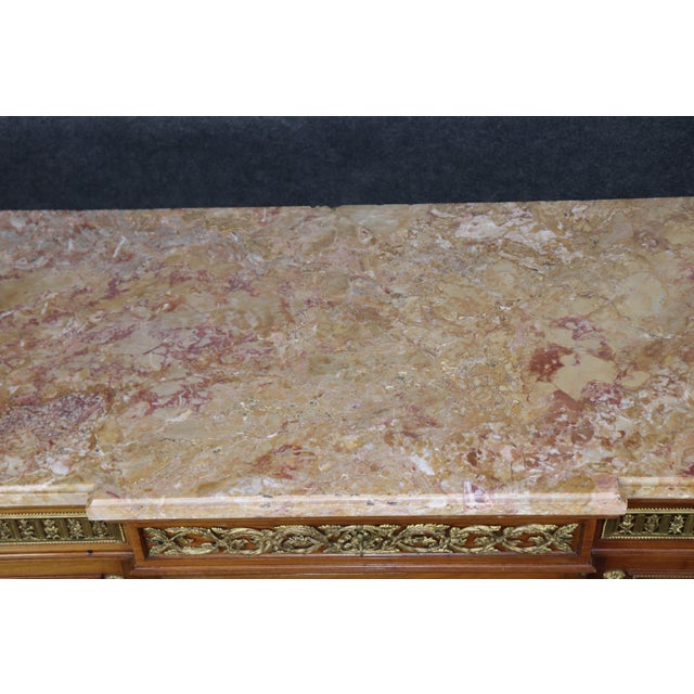 French Fine Quality French Louis XVI Bronze Mounted Sideboard Buffet Marble Shelves For Sale - Image 3 of 8