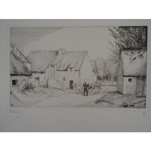 Jean-Emile Laboureur, The Blacksmith's House, Original Signed Etching For Sale - Image 9 of 9
