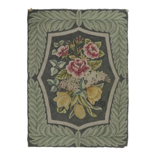 Antique Hooked Wool Rug With Floral Bouquet Medallion, by Rug & Kilim, 1920-1929 For Sale
