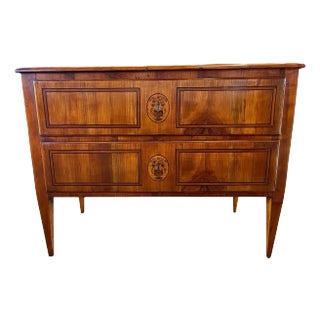 18th Century Italian Neoclassical Cherry Chest of Drawers With Inlay For Sale