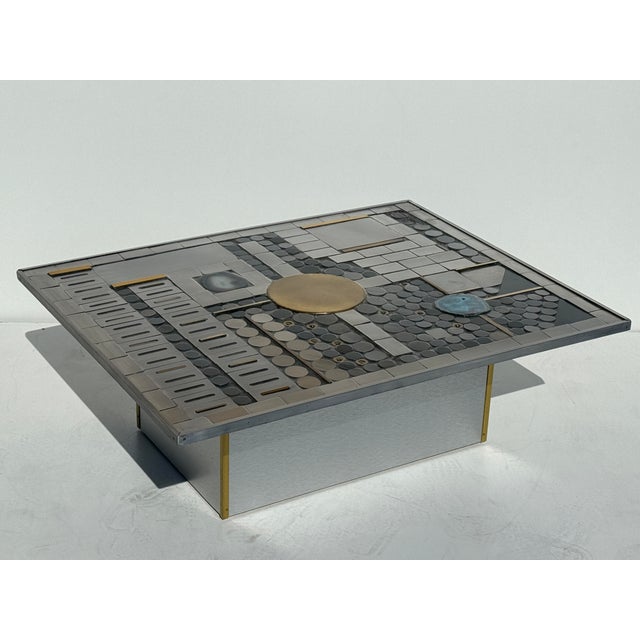 1970s 1970s Brutalist Mosaic Aluminum Coffee Table For Sale - Image 5 of 12