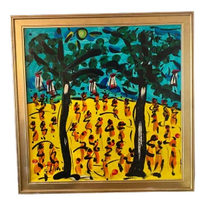 1970s Peter Keil Abstract Landscape Painting on Canvas, Framed