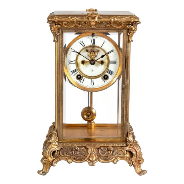 Ansonia Cast Brass Table Clock For Sale