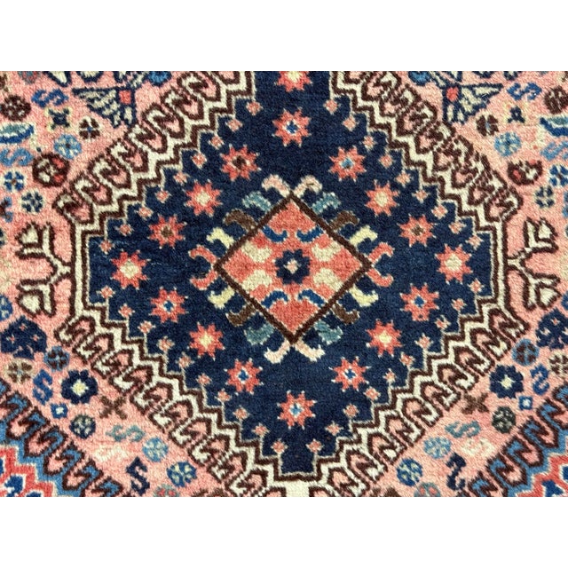 3ft 5in × 4ft 7in Hand-Knotted Wool Geometric Area Rug. Vintage For Sale - Image 10 of 12