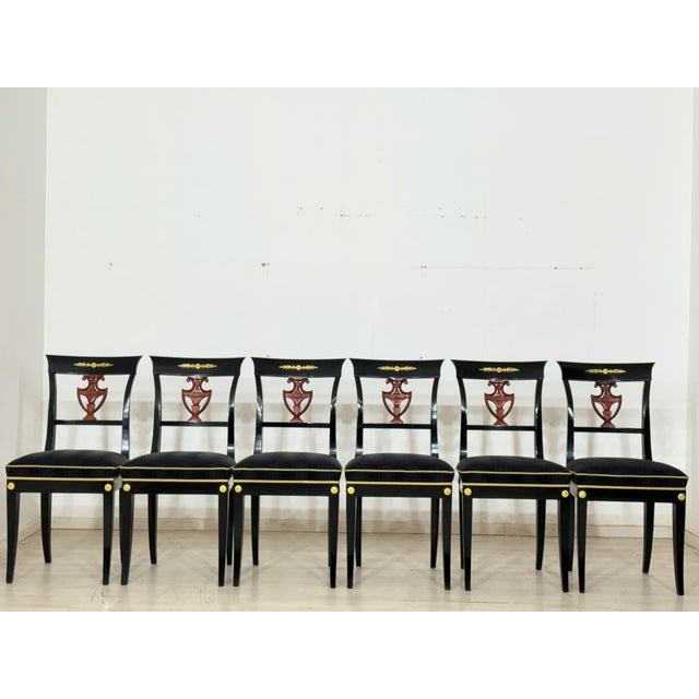 Wood Vintage Biedermeier Style Chairs, 20th Century, Set of 6 For Sale - Image 7 of 12