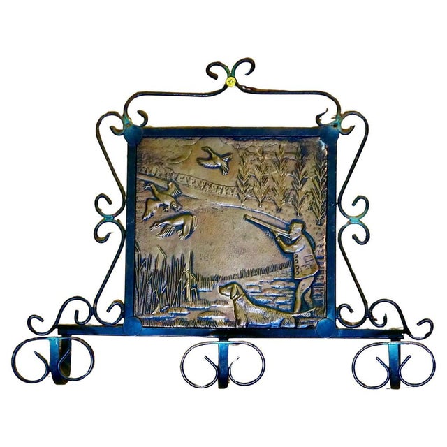 Metal French Iron and Copper Coat Hooks on a Hunting Theme, 1920s For Sale - Image 7 of 7