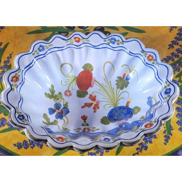 1960s Vintage Amm Faenza Garofano Serving Bowl - Hand-Painted Italian Majolica For Sale - Image 5 of 5