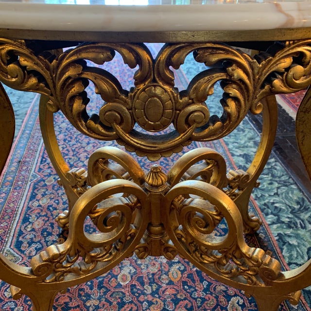 Rococo Carved Gilt Wood and Marble Console Table For Sale - Image 9 of 11