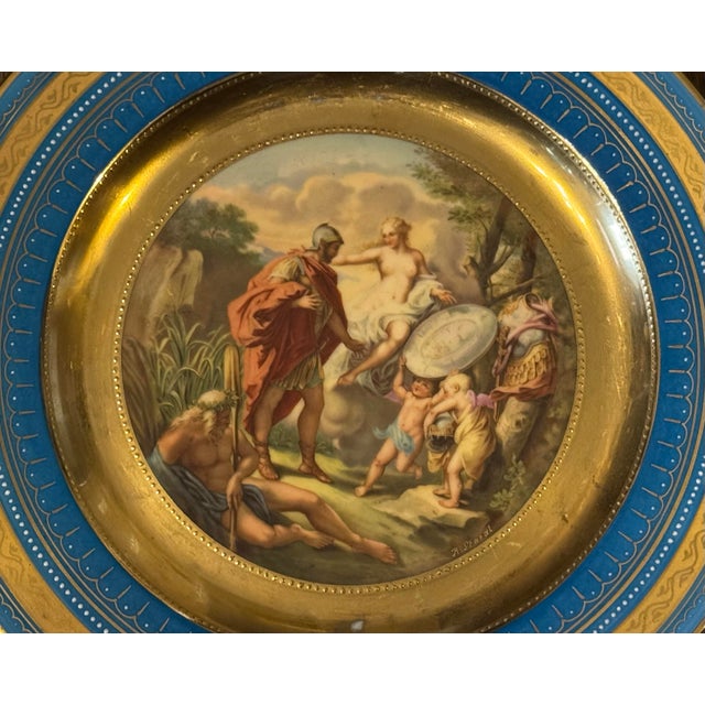 Early 20th Century Antique Victorian Royal Vienna Porcelain Gilt Decorated Scenic Plate Venus For Sale - Image 5 of 6