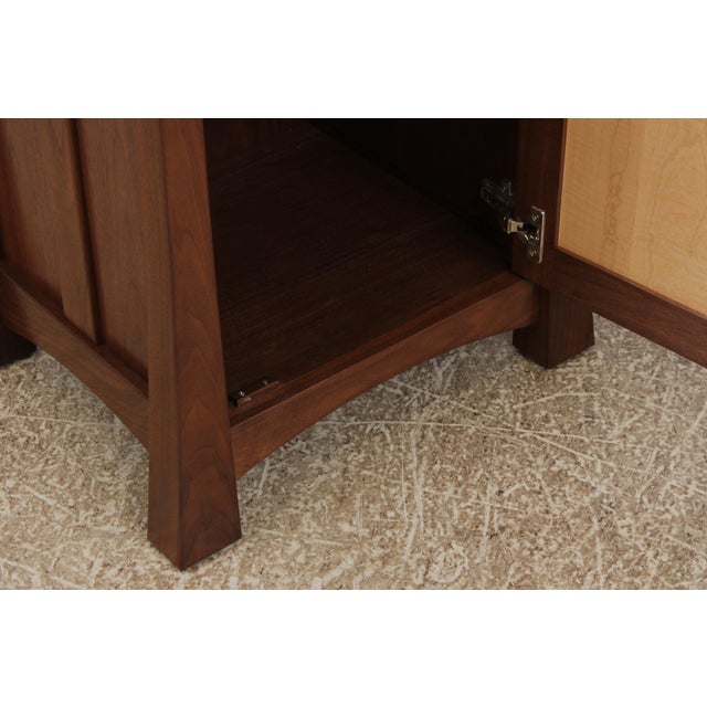 Brown Pair of Studio Crafted Tiger Maple & Walnut Nightstands For Sale - Image 8 of 14