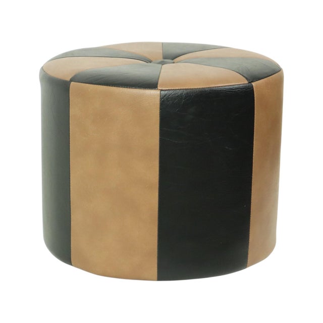 Vintage Brown 2-Tone Skai Ottoman, 1960s For Sale - Image 10 of 12