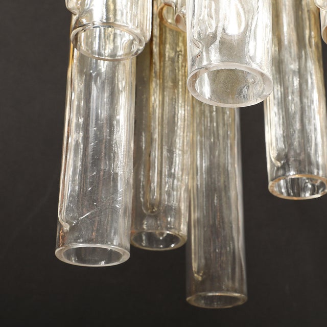 Mid-Century Large Muted Citrine Calza Glass Chandelier Signed Venini For Sale - Image 16 of 18