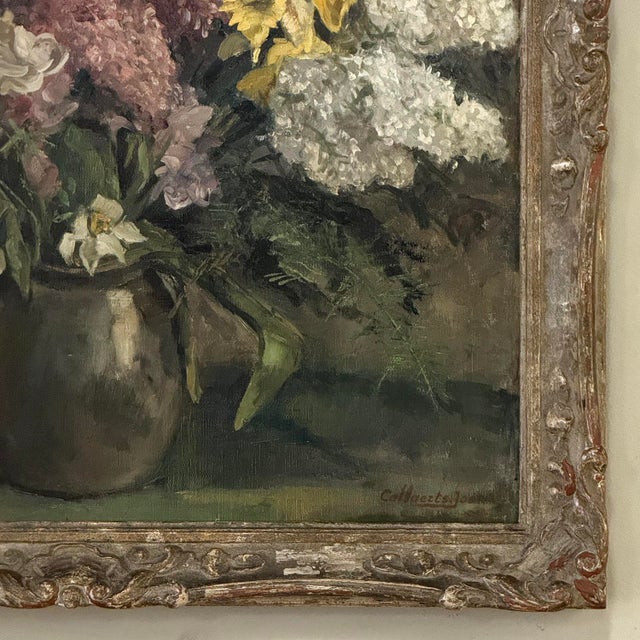 Framed Still Life Oil Painting on Canvas by Jozef Callaerts (1896-1965) For Sale - Image 9 of 16