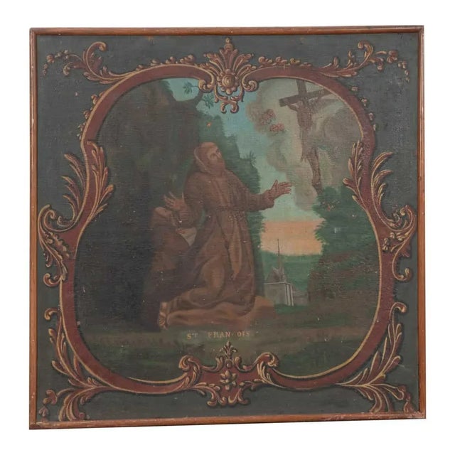 French 19th Century Framed Painting of St. Francis of Assisi For Sale - Image 9 of 9