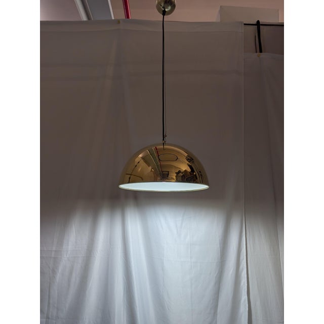 Metal Brass Dome Pendant Lamp, 1970s For Sale - Image 7 of 9