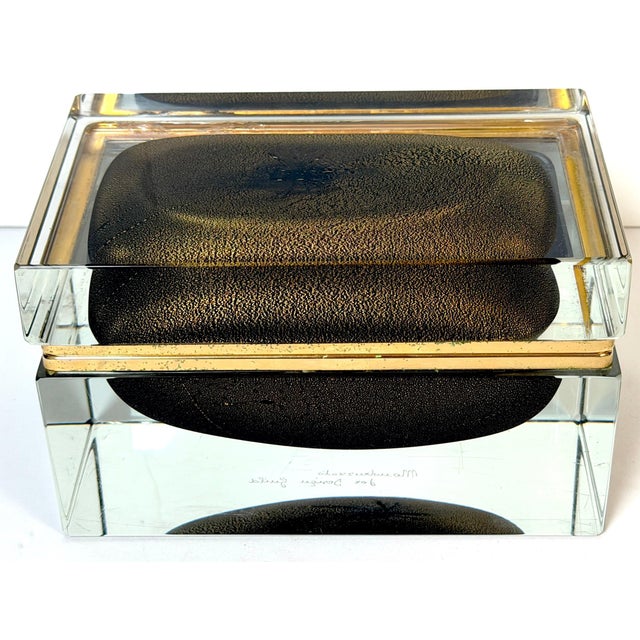Signed Alessandro Mandruzzato for Design Guild Murano Sommerso Faceted Glass Box For Sale - Image 12 of 18