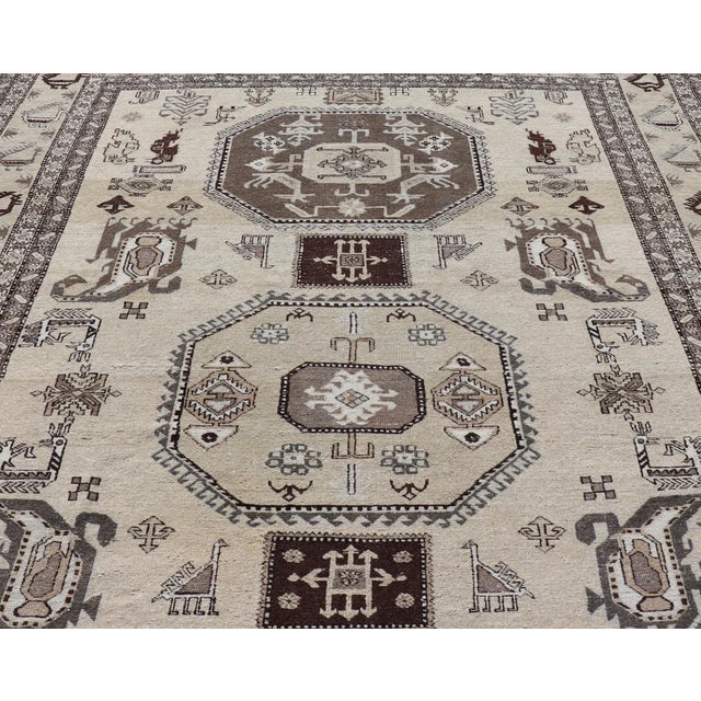 Mid 20th Century Persian Ardebil Carpet With Three Octagon Medallions & Stylized Tribal Motifs 9'2 X 12'9 For Sale - Image 9 of 13