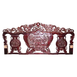 Carved Wood Head Board For Sale