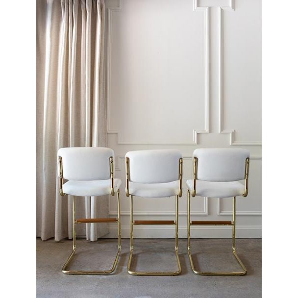 1990s Postmodern Chromcraft Cantilever Counter Stools - Set of 3 For Sale - Image 5 of 17