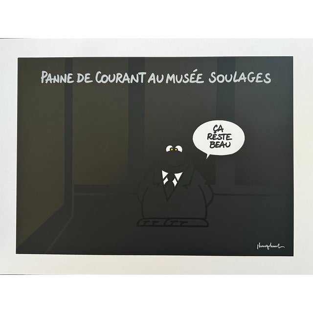 Pierre Soulages and Philippe Geluck, Power Outage at the Soulages Museum, Silkscreen Print For Sale