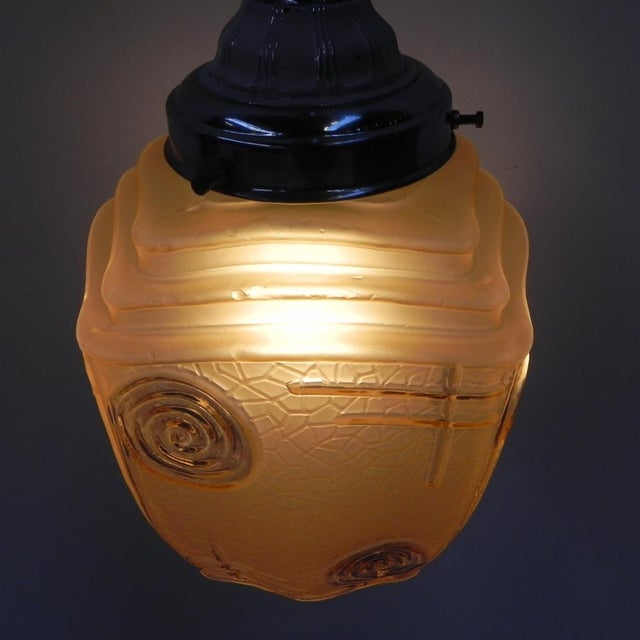 Art Deco Hanging Lamp with Pink Glass Shade, 1930s For Sale - Image 11 of 17