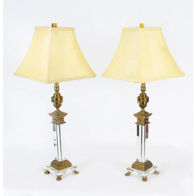 Corinthian Column Ormolu & Glass Table Lamps, Mid-20th Century, Set of 4 For Sale - Image 3 of 18