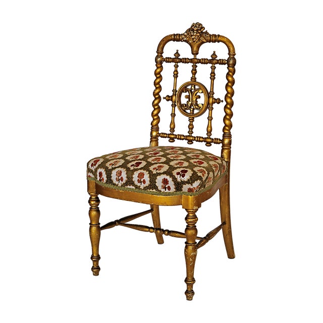 Antique Side Chair - Gilt and Turned Wood For Sale