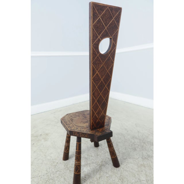 Wood Antique Hand Crafted Old English Occasional Seat Chair For Sale - Image 7 of 11