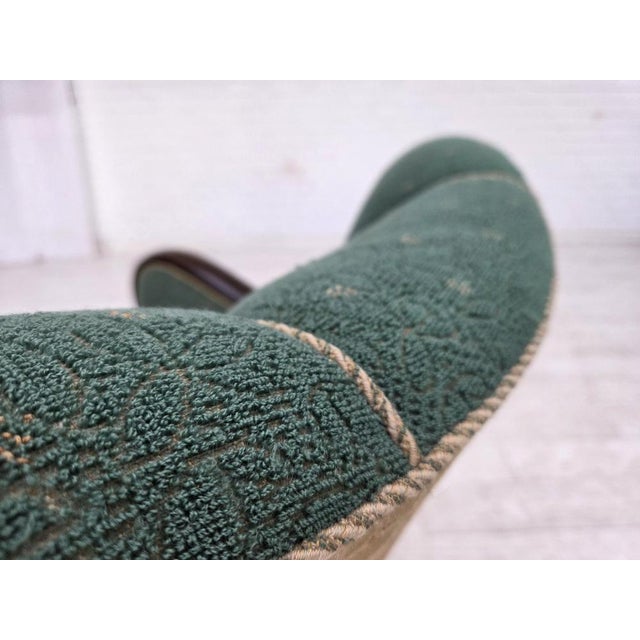 Danish Armchair in Green and Beige Furniture Wool, 1960s For Sale - Image 17 of 18
