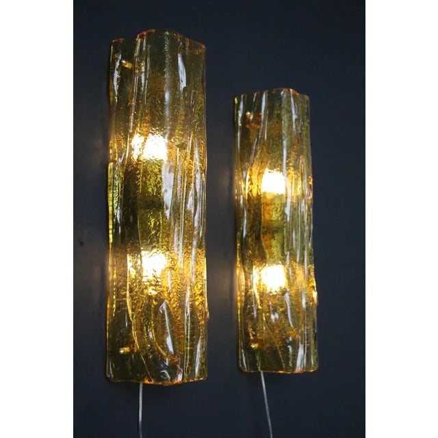 Golden Square Murano Glass Sconces in the style of Mazzega, 1980s, Set of 2 For Sale - Image 4 of 16