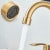 Gold Brushed Gold Bathroom Sink Faucet 3 Holes 4in Centerset Vanity Mixer With Drain For Sale - Image 8 of 11