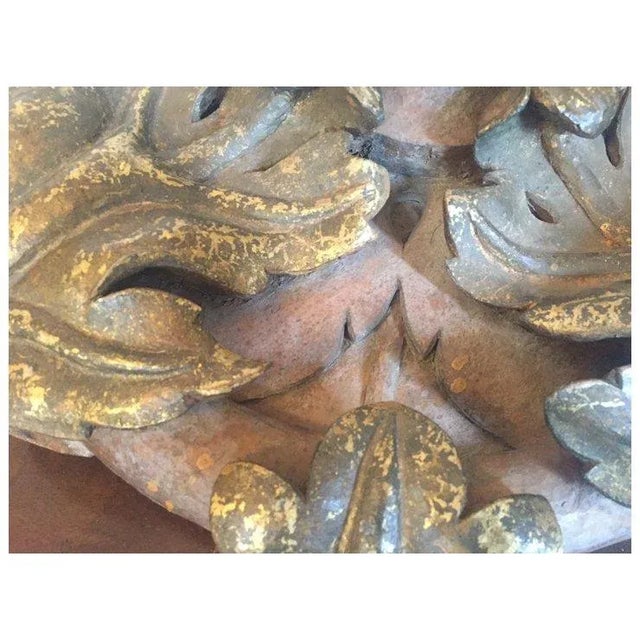 1930s Large Neoclassical Acanthus Leaf Carved & Gilt Wood Ceiling Medallion for Lantern or Chandelier Carving Signed & Dated 1933 For Sale - Image 5 of 13
