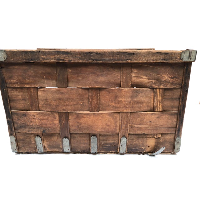 Vintage Woven Wood Industrial Laundry Basket Chairish