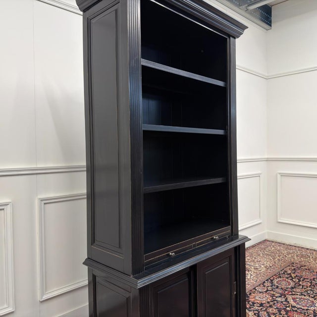 Wood English Black Bookcase in Teak For Sale - Image 7 of 15