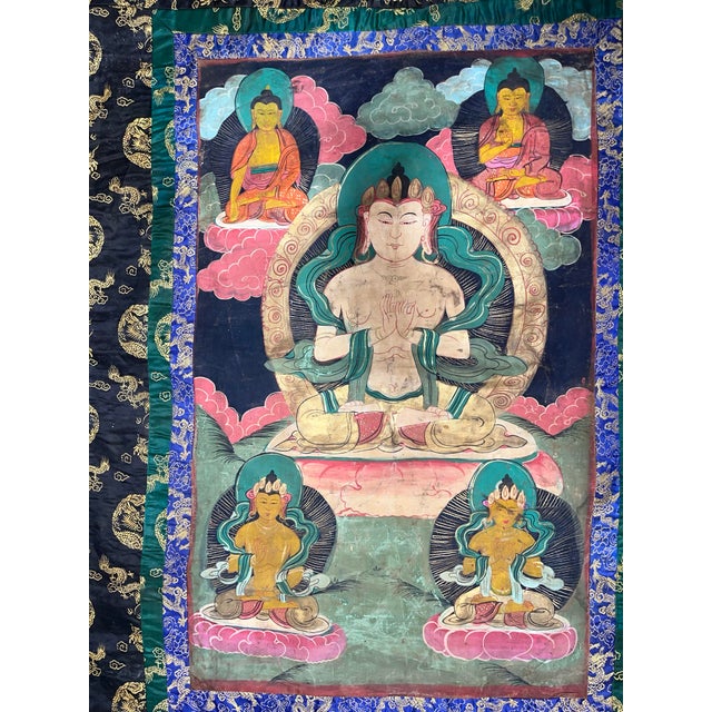 Mid 20th Century A Hand Painted Tibetan Thangka For Sale - Image 9 of 12