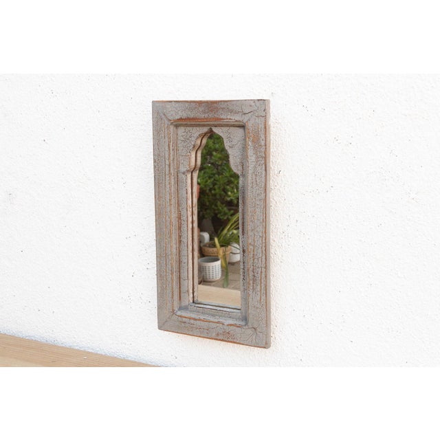 Boho Slate Gray Indian Arched Mirror For Sale In Los Angeles - Image 6 of 8