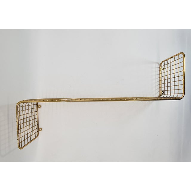 1970s Gold Wall Shelf with Metal Mesh, 1970s For Sale - Image 5 of 10