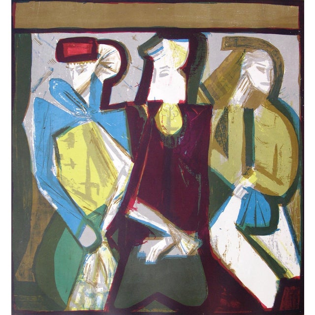 Walter Becker, 3 Women in a Train Compartment, 1950s, Lithograph For Sale - Image 15 of 15