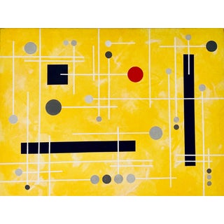 1980s Modernist Minimalist Acrylic Painting by E. Keff For Sale