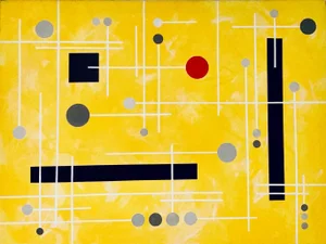 1980s Modernist Minimalist Acrylic Painting by E. Keff