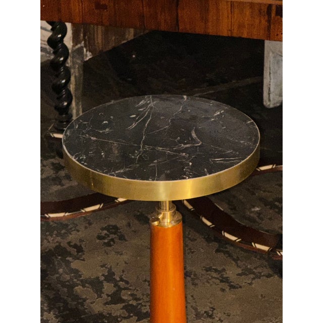 Italian Walnut and Black Marble Drink Table For Sale - Image 4 of 6